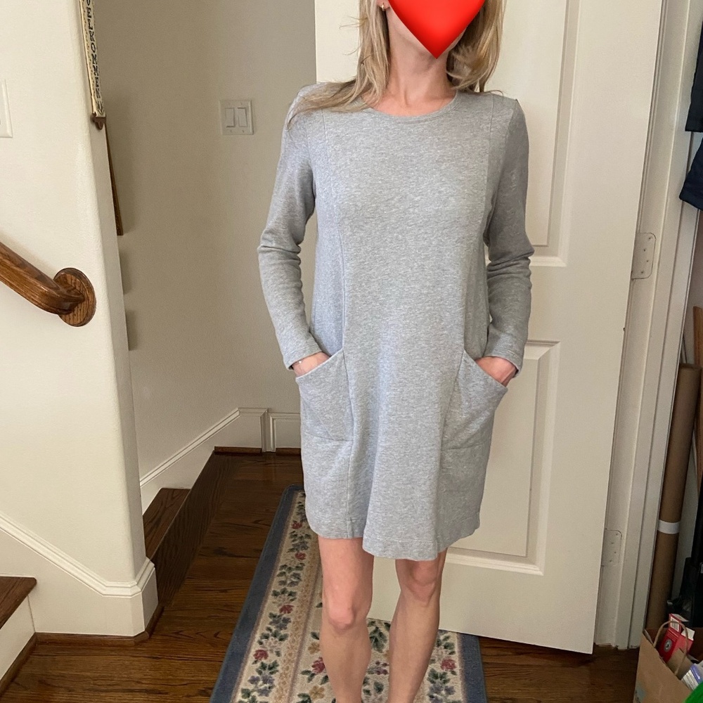 J Jill Light Grey Heather Sweatshirt Dress; Soft, Cozy; Long Sleeve; XSP; EUC